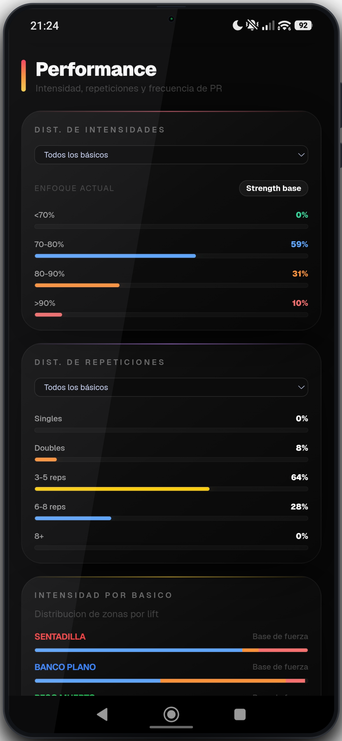 App del atleta en el celular