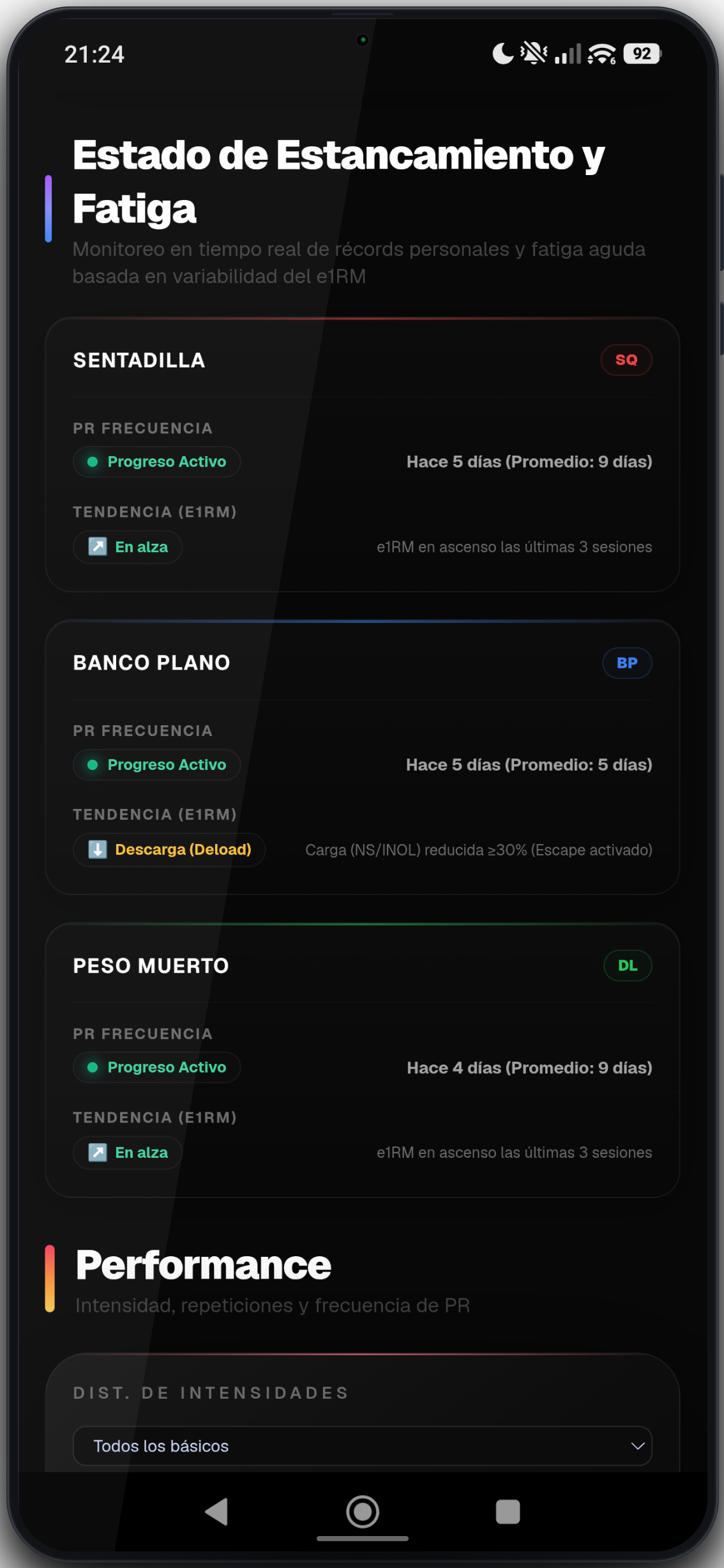 App del atleta en el celular